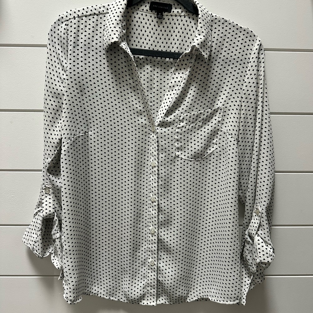 The Limited Black and White Heart Blouse